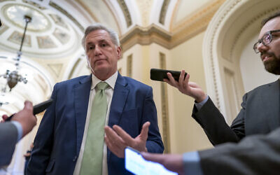 House Minority Leader Kevin McCarthy, R-Calif., talks to reporters at the Capitol in Washington, April 6, 2022. (AP Photo/J. Scott Applewhite, File)