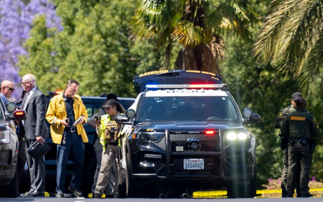 Investigators gather outside the Geneva Presbyterian Church in Laguna Woods, Calif., on Sunday, May 15, 2022 after a fatal shooting. (Leonard Ortiz/The Orange County Register via AP) Investigators gather outside the Geneva Presbyterian Church in Laguna Woods, Calif., on Sunday, May 15, 2022 after a fatal shooting. (Leonard Ortiz/The Orange County Register via AP)