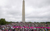 Abortion rights demonstrators rally on the National Mall in Washington, during protests across the country, on May 14, 2022. (AP Photo/Amanda Andrade-Rhoades)