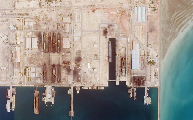 This satellite photo from Planet Labs PBC shows the Iranian Revolutionary Guard's newest ship, the Shahid Mahdavi, center right, under construction in a shipyard west of Bandar Abbas, Iran, May 21, 2022. (Planet Labs PBC via AP) This satellite photo from Planet Labs PBC shows the Iranian Revolutionary Guard's newest ship, the Shahid Mahdavi, center right, under construction in a shipyard west of Bandar Abbas, Iran, May 21, 2022. (Planet Labs PBC via AP)