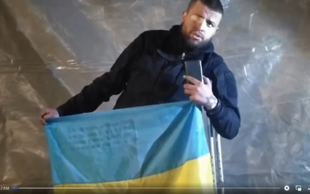 Jewish Ukrainian soldier Vitaliy “Benya” Barabash calls on Israel and Prime Minister Naftali Bennett to rescue the garrison defending Mairupol's Azovstal steel plant from Russian forces, May 11, 2022 (screenshot) Jewish Ukrainian soldier Vitaliy “Benya” Barabash calls on Israel and Prime Minister Naftali Bennett to rescue the garrison defending Mairupol's Azovstal steel plant from Russian forces, May 11, 2022 (screenshot)