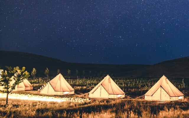 Nighttime glamping campsite with glamping.co.il (Daniel Bear)