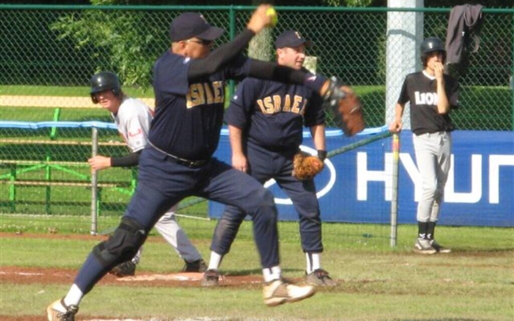 Ami Baran pitching in this undated photo. (Courtesy Israel Softball Association)