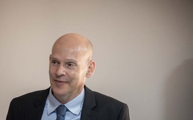 Amit Aisman at a ceremony at the Justice Ministry on June 28, 2021 (Yonatan Sindel/Flash90)