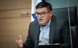 Blue and White MK Michael Biton leads an Economic Affairs Committee meeting at the Knesset, in Jerusalem on December 7, 2021. (Yonatan Sindel/Flash90)