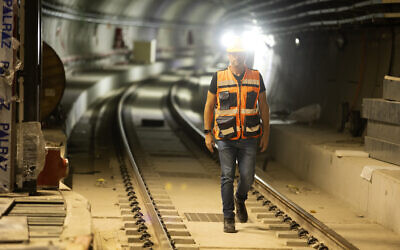Illustrative: Underground construction on the Red Line as part of the Tel Aviv Light Rail system, on September 13, 2021. (Moshe Shai/Flash90)