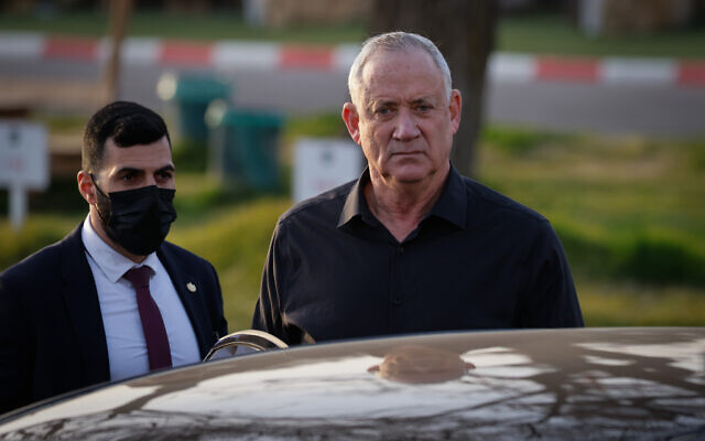 Defense Minister Benny Gantz at the IDF Central Command headquarters in Jerusalem, on March 30, 2022. (Olivier Fitoussi/Flash90) Defense Minister Benny Gantz at the IDF Central Command headquarters in Jerusalem, on March 30, 2022. (Olivier Fitoussi/Flash90)