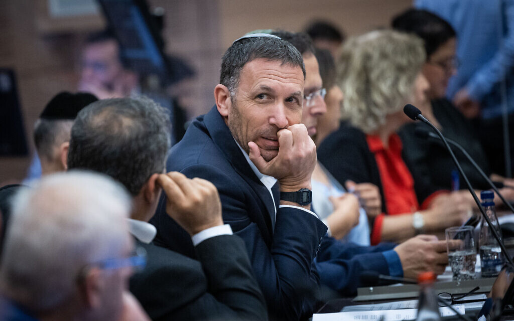 Then-Religious Affairs Minister Matan Kahana attends a Knesset House Committee hearing to declare MK Amichai Chikli a defector from his Yamina party, April 25, 2022. (Yonatan Sindel/Flash90) Then-Religious Affairs Minister Matan Kahana attends a Knesset House Committee hearing to declare MK Amichai Chikli a defector from his Yamina party, April 25, 2022. (Yonatan Sindel/Flash90)
