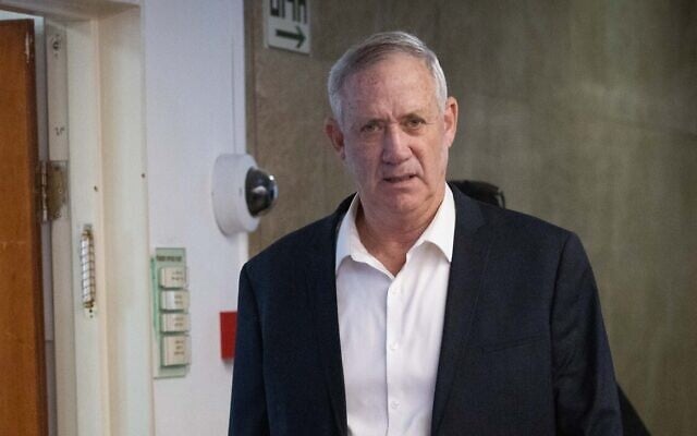 Defense Minister Benny Gantz arrives to a cabinet meeting at the Prime Minister's Office in Jerusalem on May 1, 2022. (Yonatan Sindel/Flash90) Defense Minister Benny Gantz arrives to a cabinet meeting at the Prime Minister's Office in Jerusalem on May 1, 2022. (Yonatan Sindel/Flash90)