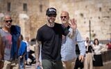 Maroon 5 lead singer Adam Levine visits at the Western Wall, in the Old City of Jerusalem on May 8, 2022 (Courtesy Yonatan Sindel/Flash90)
