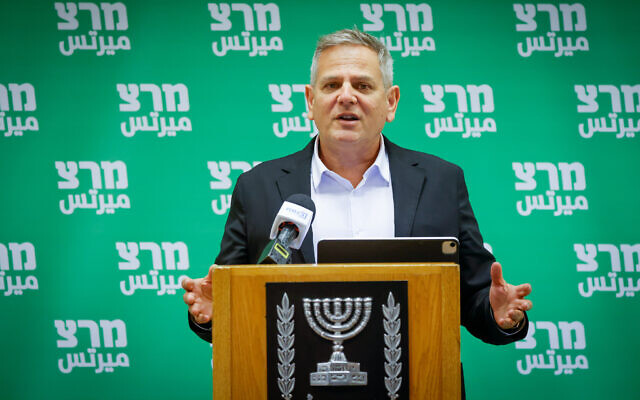 Health Minister Nitzan Horowitz leads a Meretz faction meeting at the Knesset on May 16, 2022. (Olivier Fitoussi/Flash90) Health Minister Nitzan Horowitz leads a Meretz faction meeting at the Knesset on May 16, 2022. (Olivier Fitoussi/Flash90)
