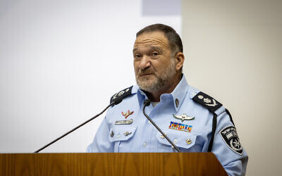 Chief of police Kobi Shabtai attends a ceremony honoring Israeli security forces, at the Knesset in Jerusalem, May 17, 2022. (Yonatan Sindel/Flash90)