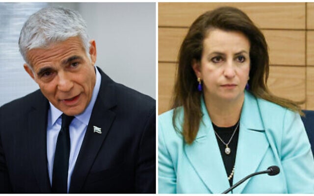 (L) Foreign Minister Yair Lapid and (R) Meretz MK Ghaida Rinawie Zoabi. (Danny Shem Tov/Knesset Spokesperson) (L) Foreign Minister Yair Lapid and (R) Meretz MK Ghaida Rinawie Zoabi. (Danny Shem Tov/Knesset Spokesperson)