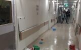 Damage to the intensive care unit at Hadassah Hospital in Jerusalem caused by family members of a patient who died there, May 16, 2022. (Hadassah spokesperson)