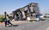 The scene of a deadly crash near Kiryat Malachi on May 3, 2022. (Courtesy)