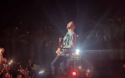 Maroon 5 lead singer Adam Levine onstage in Tel Aviv on May 10, 2022, the band's second performance in Tel Aviv (Screenshot/YouTube)
