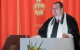 Rabbi Walter Homolka, rector of the Abraham Geiger College, in the Liberal Jewish community’s synagogue in Hanover, Germany in December 2016. (Julian Stratenschulte/picture alliance via Getty Images via JTA)