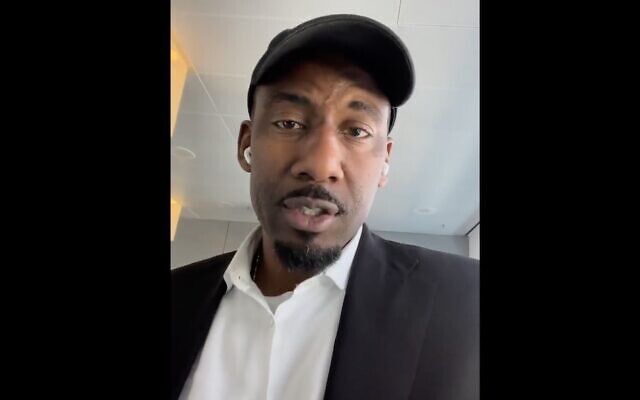 Amar'e Stoudemire speaks in an Instagram video about his leaving the Brooklyn Nets, May 18, 2022. (Screenshot via JTA) Amar'e Stoudemire speaks in an Instagram video about his leaving the Brooklyn Nets, May 18, 2022. (Screenshot via JTA)