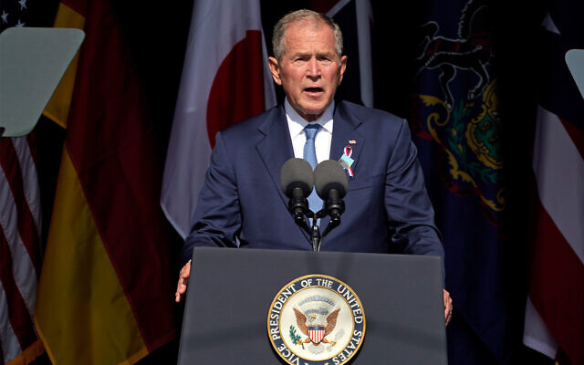 Former US president George W. Bush speaks at a memorial event on Sept. 11, 2021. (AP Photo/Gene J. Puskar, File) Former US president George W. Bush speaks at a memorial event on Sept. 11, 2021. (AP Photo/Gene J. Puskar, File)