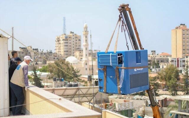 A Watergen water-from-air generator in Gaza, 2021. Illustrative. (Courtesy)