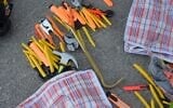 Tools that police believe suspects intended to use to sabotage the celebrations planned for the Lag B'Omer holiday on Mount Meron in northern Israel, which were seized on May 17, 2022. (Israel Police)