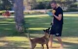 Sahar Perel with a dog, undated video (Screen grab/Channel 12 news)