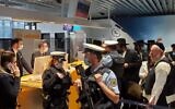 Jewish passengers who were kicked off a Lufthansa flight on May 3, 2022, were greeted by the police once they arrived in Frankfurt. (Courtesy via JTA)