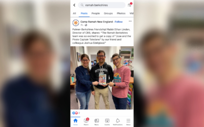 A screenshot from Camp Ramah New England's Facebook page shows Rabbi Ethan Linden (center) two days after the lawsuit against him was filed. (Screenshot from Facebook/JTA)