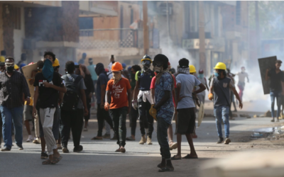 People take part in demonstrations demanding civilian rule in Sudan's capital of Khartoum, May 26, 2022. (Mahmoud Hjaj/Anadolu Agency via Getty Images via JTA)
