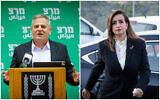 Health Minister and chief of the left-wing Meretz party Nitzan Horowitz (left) at the Knesset, on May 16, 2022; Meretz MK Ghaida Rinawie Zoabi (right) arrives for an interview at Channel 12 news, in Neve Ilan, on May 19, 2022. (Olivier Fitoussi/Flash90)