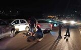 The suspects, members of the Shalom Domrani-led criminal gang, arrested last night outside of Ashkelon. All five men, residents of Southern Israel in their 20s, are in police custody. May 26, 2022. (Israel Police)