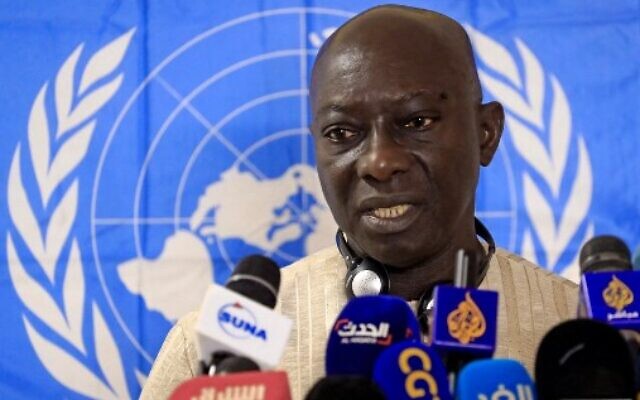Adama Dieng, United Nations designated expert on human rights in Sudan, speaks at a press conference in the Sudanese capital Khartoum, June 4, 2022. (Ashraf Shazly/AFP) Adama Dieng, United Nations designated expert on human rights in Sudan, speaks at a press conference in the Sudanese capital Khartoum, June 4, 2022. (Ashraf Shazly/AFP)
