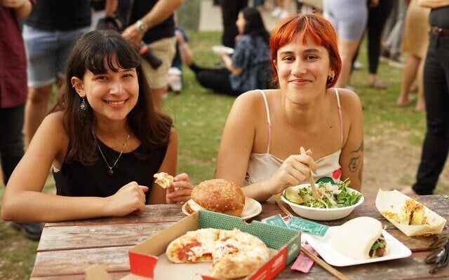 Vegan revelers at Vegan Fest, a three-day celebration of all things vegan at Tel Aviv's Sarona Park, organized by Vegan Friendly and the Tel Aviv Municipality, June 7-9, 2022 (Courtesy Ruti Benziman) Vegan revelers at Vegan Fest, a three-day celebration of all things vegan at Tel Aviv's Sarona Park, organized by Vegan Friendly and the Tel Aviv Municipality, June 7-9, 2022 (Courtesy Ruti Benziman)