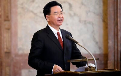 Taiwan Foreign Minister Joseph Wu holds a speech during his visit to Czech Senate in Prague, Czech Republic, Wednesday, Oct. 27, 2021. (AP Photo/Petr David Josek) Taiwan Foreign Minister Joseph Wu holds a speech during his visit to Czech Senate in Prague, Czech Republic, Wednesday, Oct. 27, 2021. (AP Photo/Petr David Josek)