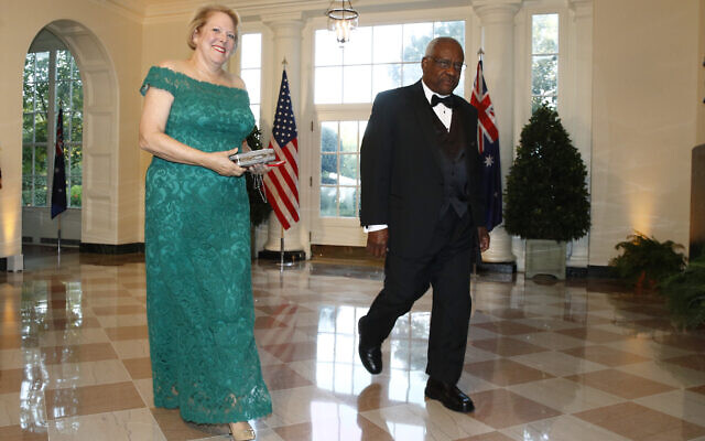 Virginia 'Ginni' Thomas, wife of Supreme Court Associate Justice Clarence Thomas, right, arrive for a State Dinner with then-Australian prime minister Scott Morrison and then-US president Donald Trump at the White House, September 20, 2019, in Washington. (AP Photo/Patrick Semansky, File) Virginia 'Ginni' Thomas, wife of Supreme Court Associate Justice Clarence Thomas, right, arrive for a State Dinner with then-Australian prime minister Scott Morrison and then-US president Donald Trump at the White House, September 20, 2019, in Washington. (AP Photo/Patrick Semansky, File)