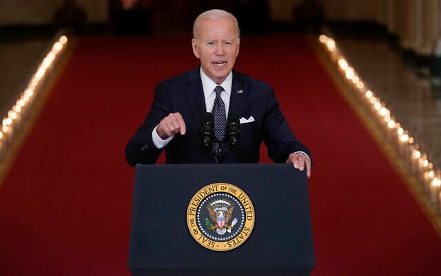 US President Joe Biden speaks about the latest round of mass shootings, from the East Room of the White House in Washington, June 2, 2022. (AP Photo/Evan Vucci) US President Joe Biden speaks about the latest round of mass shootings, from the East Room of the White House in Washington, June 2, 2022. (AP Photo/Evan Vucci)