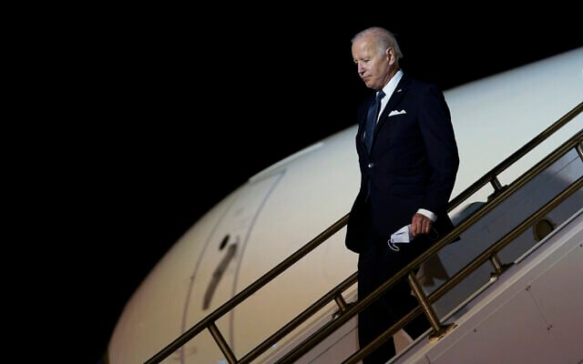 US President Joe Biden walks down the steps of Air Force One at Dover Air Force Base, Delaware, June 2, 2022, as he heads to Rehoboth Beach, Delaware, for the weekend. (AP Photo/Susan Walsh) US President Joe Biden walks down the steps of Air Force One at Dover Air Force Base, Delaware, June 2, 2022, as he heads to Rehoboth Beach, Delaware, for the weekend. (AP Photo/Susan Walsh)