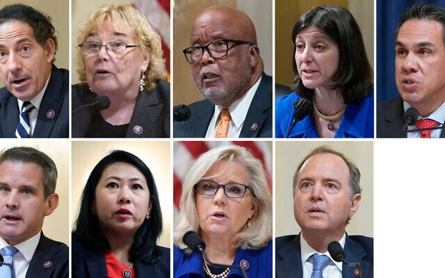 This combination of photos shows the members of the House select committee tasked with investigating the Jan. 6, attack. Top row from left, Rep. Jamie Raskin, D-Md., Rep. Zoe Lofgren, D-Calif., Chairman Rep. Bennie Thompson, D-Miss., Rep. Elaine Luria, D-Va., and Rep. Pete Aguilar, D-Calif. Bottom row from left, Rep. Adam Kinzinger, R-Ill., Rep. Stephanie Murphy, D-Fla., Rep. Liz Cheney, R-Wyo., and Rep. Adam Schiff, D-Calif. (AP Photo) This combination of photos shows the members of the House select committee tasked with investigating the Jan. 6, attack. Top row from left, Rep. Jamie Raskin, D-Md., Rep. Zoe Lofgren, D-Calif., Chairman Rep. Bennie Thompson, D-Miss., Rep. Elaine Luria, D-Va., and Rep. Pete Aguilar, D-Calif. Bottom row from left, Rep. Adam Kinzinger, R-Ill., Rep. Stephanie Murphy, D-Fla., Rep. Liz Cheney, R-Wyo., and Rep. Adam Schiff, D-Calif. (AP Photo)