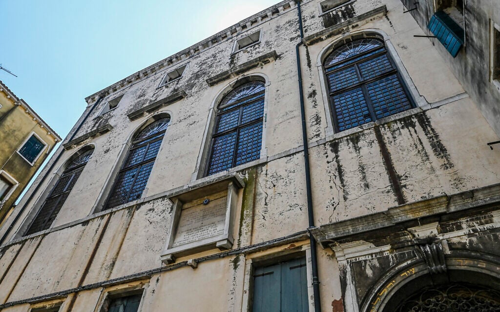 External view of the Spanish Schola Synagogue in the Jewish ghetto of Venice, northern Italy, June 1, 2022. Venice’s Jewish ghetto is considered the first in Europe and one of the first in the world, and a new effort is underway to preserve its 16th century synagogues for the Jews who have remained and tourists who pass through. (AP Photo/Chris Warde-Jones)