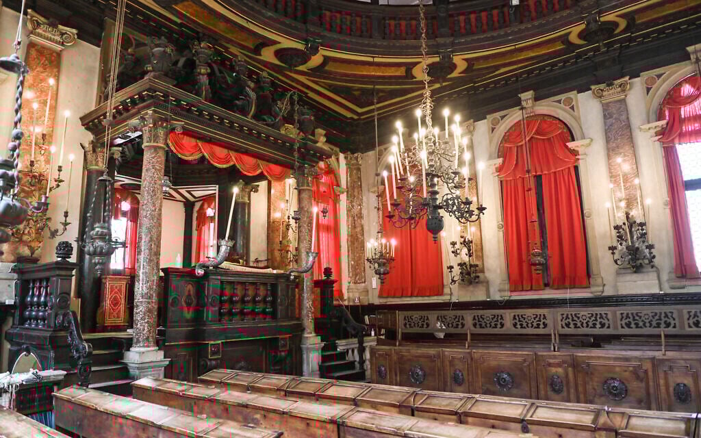 Illustrative: The Spanish Schola Synagogue in Venice, June 1, 2022. The Spanish Schola, founded about 1580, but rebuilt in the first half of the 17th century, is the biggest of the Venetian synagogues. Venice’s Jewish ghetto is considered the first in Europe and one of the first in the world. (AP Photo/Chris Warde-Jones)