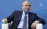 Russian President Vladimir Putin attends a meeting with young entrepreneurs and startup developers on the eve of the St. Petersburg International Economic Forum (SPIEF), at the Technograd Training Complex in Moscow, Russia, June 9, 2022. (Mikhail Metzel/Sputnik, Kremlin Pool Photo via AP)