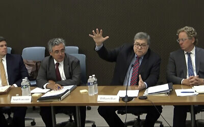 In this image from video released by the House Select Committee, former Attorney General William Barr speaks during a video deposition to the House select committee investigating the January 6 attack on the US Capitol, that was shown as an exhibit at the hearing June 13, 2022, on Capitol Hill in Washington. (House Select Committee via AP)