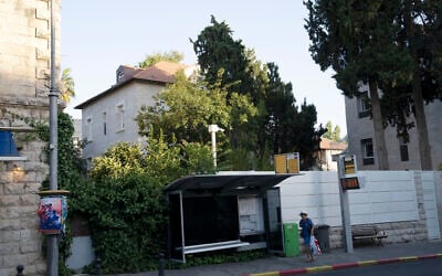 The home of US Ambassador to Israel Tom Nides sits between two taller buildings on the main road of the German Colony neighborhood of Jerusalem, June 16, 2022. (AP Photo/Maya Alleruzzo)