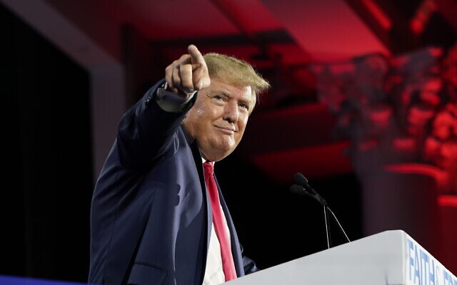 Former President Donald Trump speaks at the Road to Majority conference, June 17, 2022, in Nashville, Tenn. (AP Photo/Mark Humphrey)