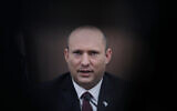 Then-prime minister Naftali Bennett attends a cabinet meeting at the Prime Minister's Office in Jerusalem, June 19, 2022. (Abir Sultan/Pool Photo via AP)