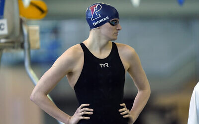 University of Pennsylvania athlete Lia Thomas prepares for the 500 meter freestyle at the NCAA Swimming and Diving Championships, March 17, 2022, at Georgia Tech in Atlanta. Thomas made history in the United States as the first transgender woman to win an NCAA swimming championship. (AP Photo/John Bazemore)