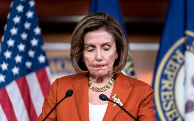 Speaker of the House Nancy Pelosi reacts to the Supreme Court decision overturning Roe v. Wade, during a news conference at the Capitol in Washington, June 24, 2022. (AP Photo/J. Scott Applewhite)