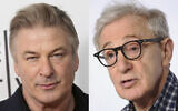 Actor Alec Baldwin attends the screening for "Framing John DeLorean" during the 2019 Tribeca Film Festival on April 30, 2019, in New York, left, and filmmaker Woody Allen attends a press conference for the film "Irrational Man," at the 68th international film festival, Cannes, southern France, on May 15, 2015. (AP Photo)