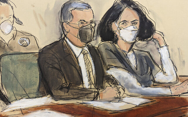 In this courtroom sketch, Ghislaine Maxwell, right, is seated beside her attorney, Christian Everdell, as they watch the prosecutor speak during her sentencing, Tuesday, June 28, 2022, in New York. (AP Photo/Elizabeth Williams) In this courtroom sketch, Ghislaine Maxwell, right, is seated beside her attorney, Christian Everdell, as they watch the prosecutor speak during her sentencing, Tuesday, June 28, 2022, in New York. (AP Photo/Elizabeth Williams)