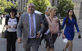 Lev Parnas, a former associate of Rudy Giuliani, arrives at the federal courthouse with his wife Svetlana Parnas in New York, June 29, 2022. (AP Photo/Yuki Iwamura)